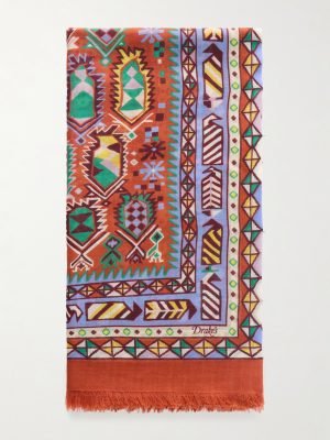 Printed Wool and Silk-Blend Scarf Printed Wool and Silk-Blend Scarf