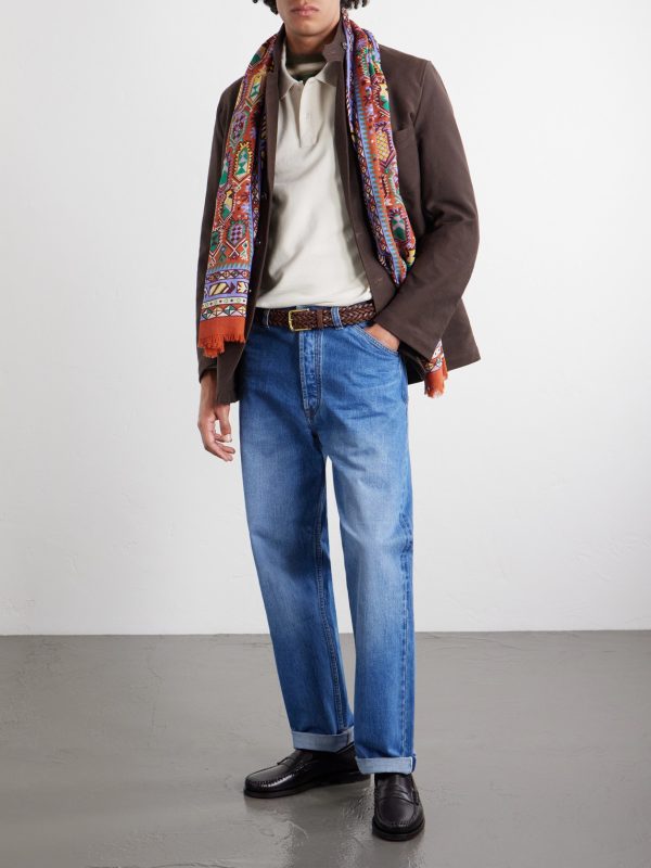 Printed Wool and Silk-Blend Scarf - OU Printed Wool and Silk-Blend Scarf - OU