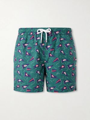Straight-Leg Mid-Length Printed Swim Shorts Straight-Leg Mid-Length Printed Swim Shorts