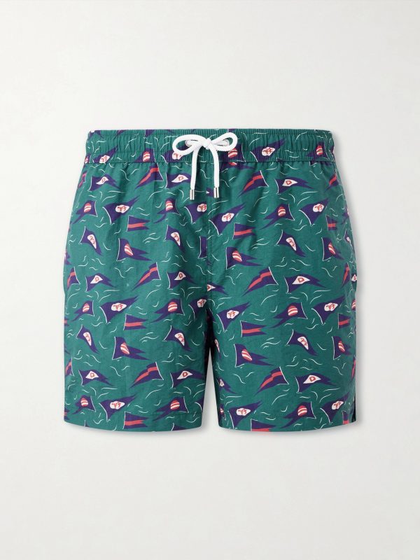 Straight-Leg Mid-Length Printed Swim Shorts Straight-Leg Mid-Length Printed Swim Shorts