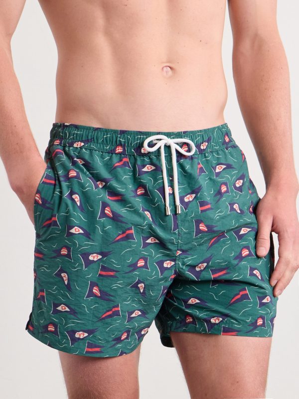 Straight-Leg Mid-Length Printed Swim Shorts - OU Straight-Leg Mid-Length Printed Swim Shorts - OU