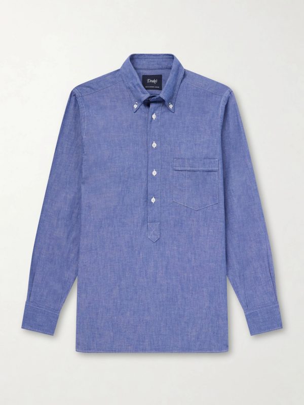 Button-Down Collar Cotton and Linen-Blend Polo Shirt Button-Down Collar Cotton and Linen-Blend Polo Shirt