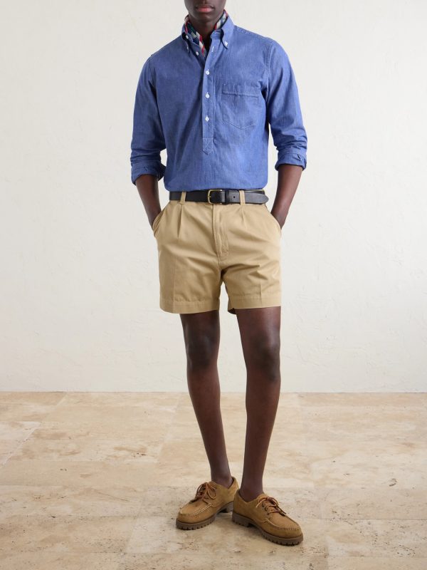 Button-Down Collar Cotton and Linen-Blend Polo Shirt - OU Button-Down Collar Cotton and Linen-Blend Polo Shirt - OU