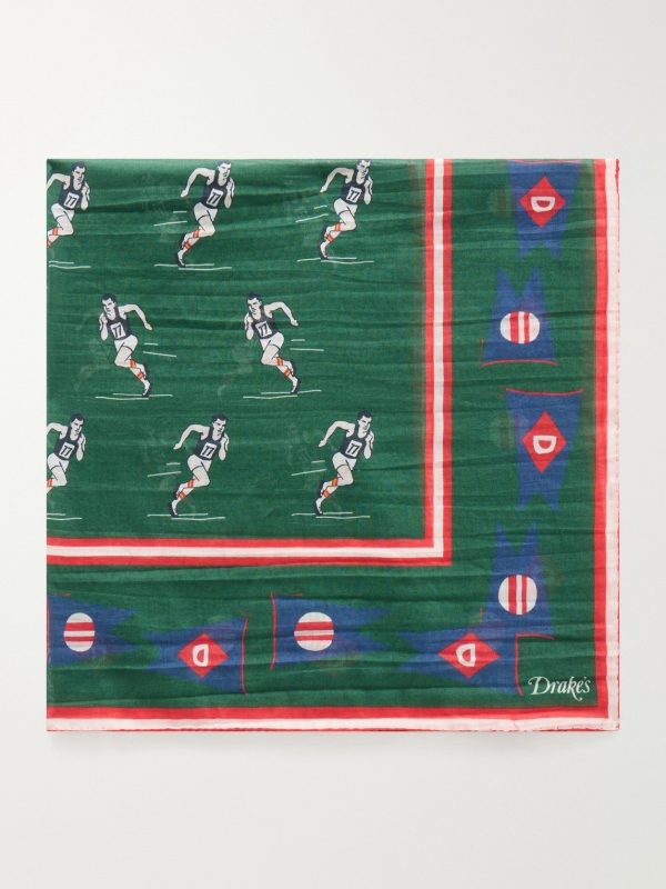 Printed Cotton and Silk-Blend Scarf