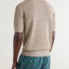 Mesh-Knit Cotton Polo Shirt - BK