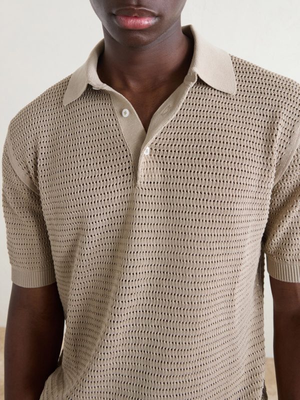 Mesh-Knit Cotton Polo Shirt - CU