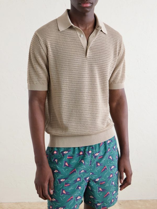 Mesh-Knit Cotton Polo Shirt - FR