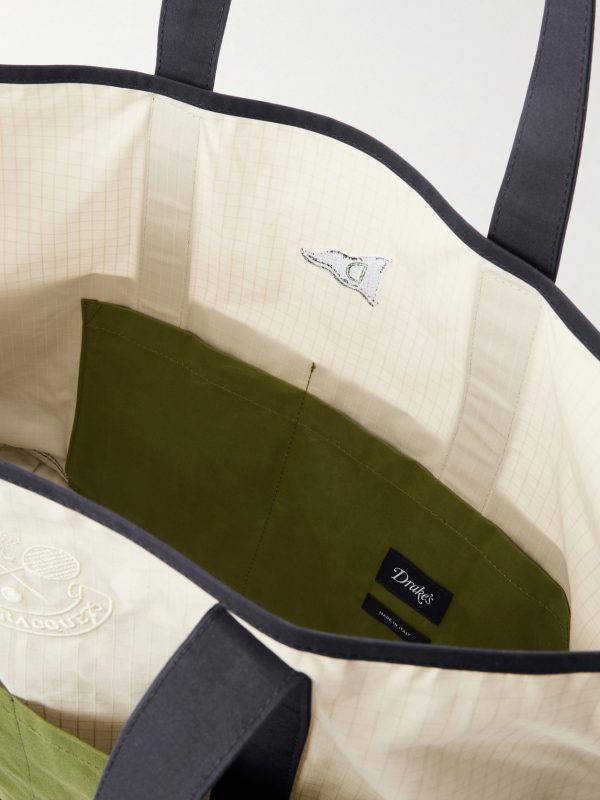 Logo-Embroidered Canvas Tote Bag - E1 Logo-Embroidered Canvas Tote Bag - E1