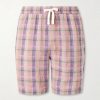 Straight-Leg Checked Linen And Cotton-Blend Drawstring Shorts Straight-Leg Checked Linen And Cotton-Blend Drawstring Shorts