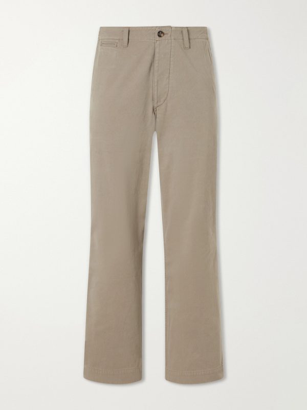 Wide-Leg Cotton-Twill Chinos