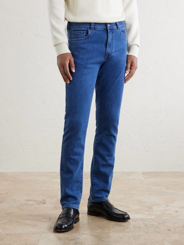 Straight-Leg Cotton and Cashmere-Blend Jeans - FR Straight-Leg Cotton and Cashmere-Blend Jeans - FR