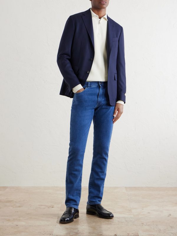 Straight-Leg Cotton and Cashmere-Blend Jeans - OU Straight-Leg Cotton and Cashmere-Blend Jeans - OU