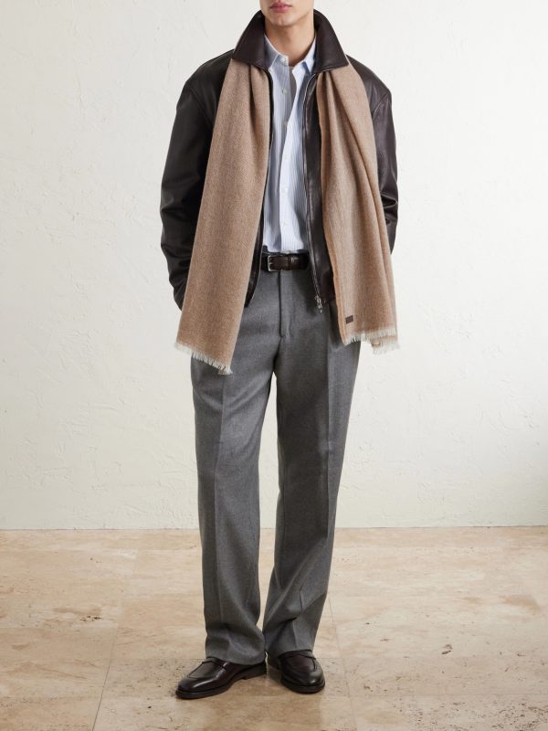 Herringbone Wool and Cashmere-Blend Scarf - OU Herringbone Wool and Cashmere-Blend Scarf - OU