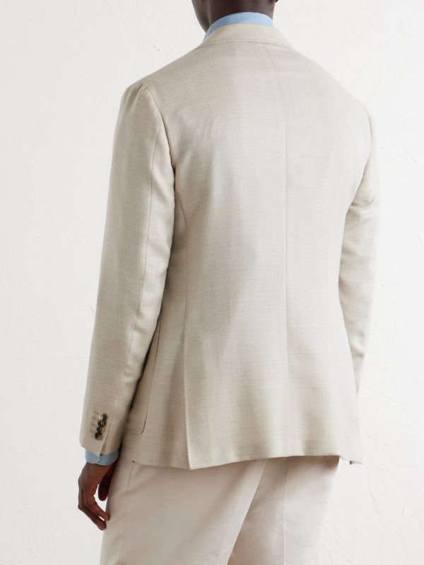 Kai Herringbone Wool, Linen and Silk-Blend Blazer - BK Kai Herringbone Wool, Linen and Silk-Blend Blazer - BK