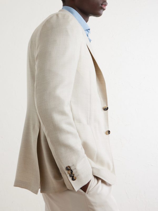 Kai Herringbone Wool, Linen and Silk-Blend Blazer - CU Kai Herringbone Wool, Linen and Silk-Blend Blazer - CU