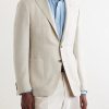 Kai Herringbone Wool, Linen and Silk-Blend Blazer - FR Kai Herringbone Wool, Linen and Silk-Blend Blazer - FR