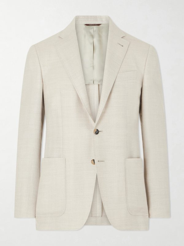 Kai Herringbone Wool, Linen and Silk-Blend Blazer Kai Herringbone Wool, Linen and Silk-Blend Blazer