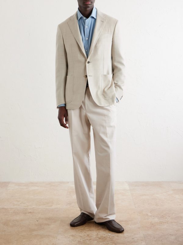 Kai Herringbone Wool, Linen and Silk-Blend Blazer - OU Kai Herringbone Wool, Linen and Silk-Blend Blazer - OU