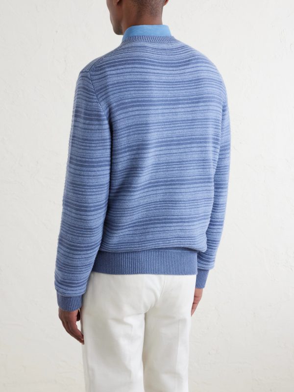 Striped Wool and Cashmere-Blend Sweater - BK Striped Wool and Cashmere-Blend Sweater - BK