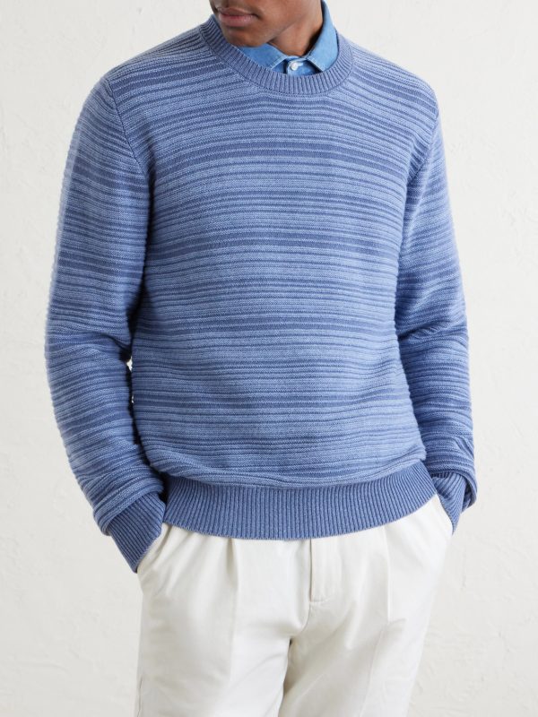 Striped Wool and Cashmere-Blend Sweater - FR Striped Wool and Cashmere-Blend Sweater - FR