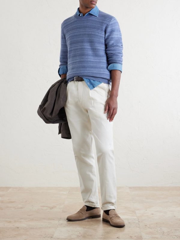 Striped Wool and Cashmere-Blend Sweater - OU Striped Wool and Cashmere-Blend Sweater - OU