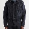 Leather-Trimmed Denim Jacket - FR Leather-Trimmed Denim Jacket - FR