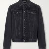 Leather-Trimmed Denim Jacket Leather-Trimmed Denim Jacket