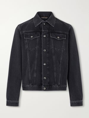 Leather-Trimmed Denim Jacket Leather-Trimmed Denim Jacket