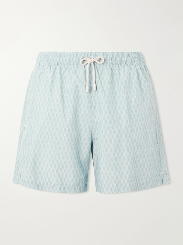 Straight-Leg Mid-Length Printed Swim Shorts Straight-Leg Mid-Length Printed Swim Shorts