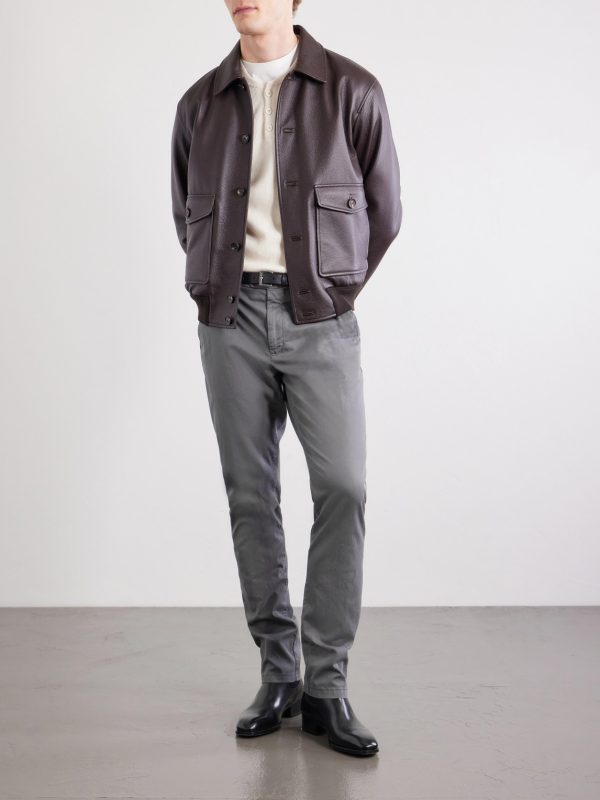 Slim-Fit Stretch Cotton-Blend Gabardine Trousers - OU Slim-Fit Stretch Cotton-Blend Gabardine Trousers - OU