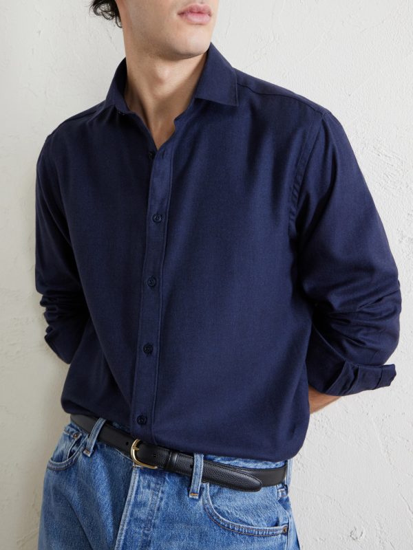 Herringbone Cotton and Lyocell-Blend Shirt - CU Herringbone Cotton and Lyocell-Blend Shirt - CU