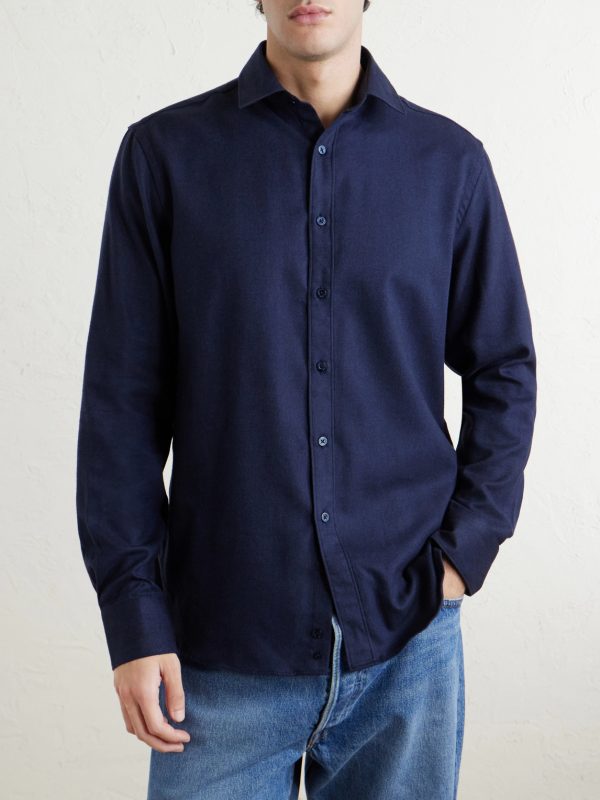 Herringbone Cotton and Lyocell-Blend Shirt - FR Herringbone Cotton and Lyocell-Blend Shirt - FR