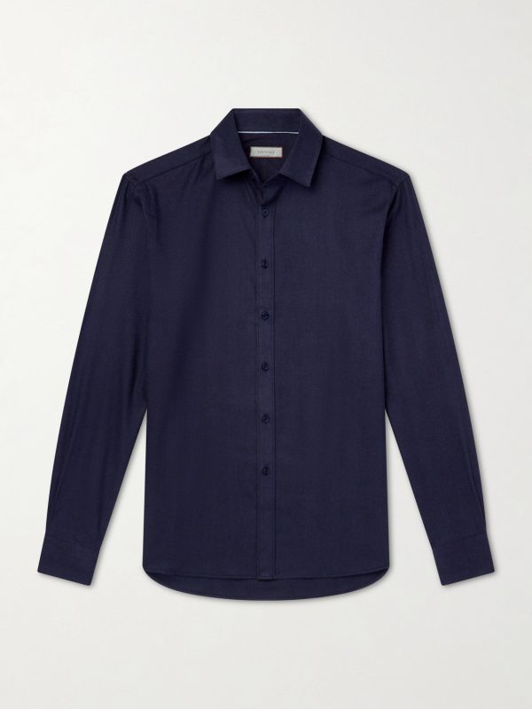 Herringbone Cotton and Lyocell-Blend Shirt Herringbone Cotton and Lyocell-Blend Shirt