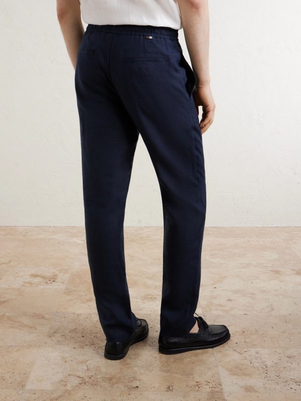 Straight-Leg Linen Trousers - BK Straight-Leg Linen Trousers - BK