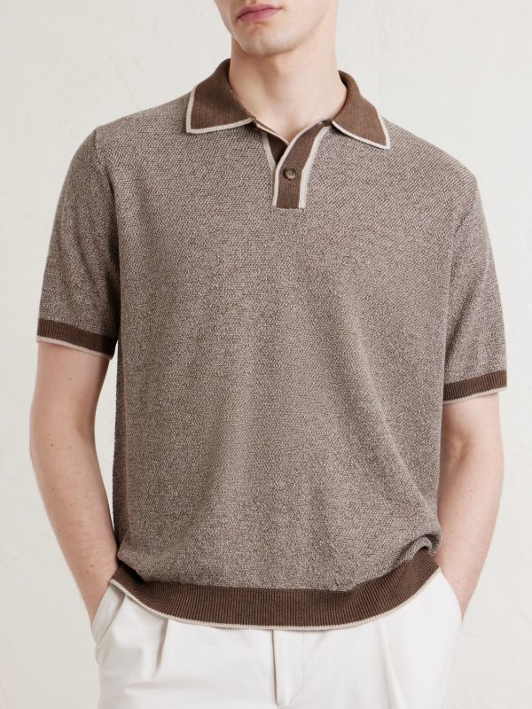 Linen, Silk, Cotton and Modal-Blend Terry Polo Shirt - FR Linen, Silk, Cotton and Modal-Blend Terry Polo Shirt - FR