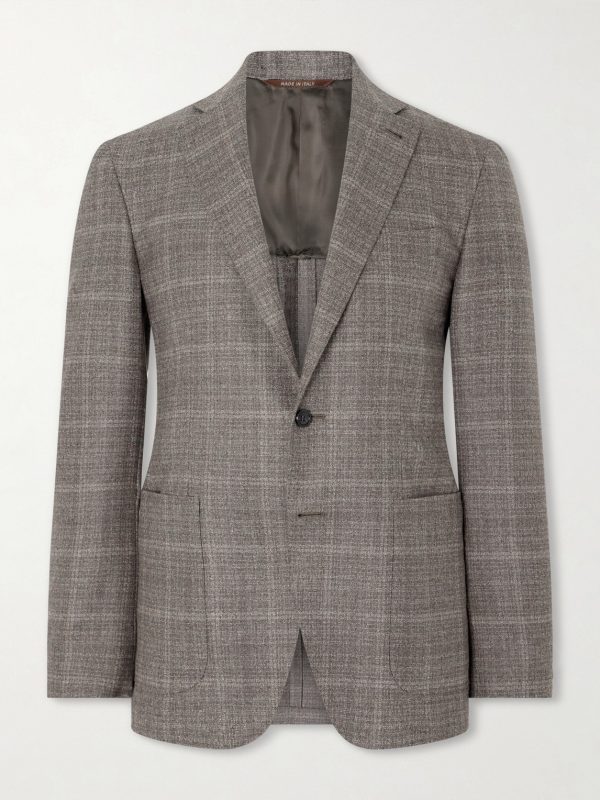 Kei Prince of Wales Checked Linen Suit Jacket Kei Prince of Wales Checked Linen Suit Jacket