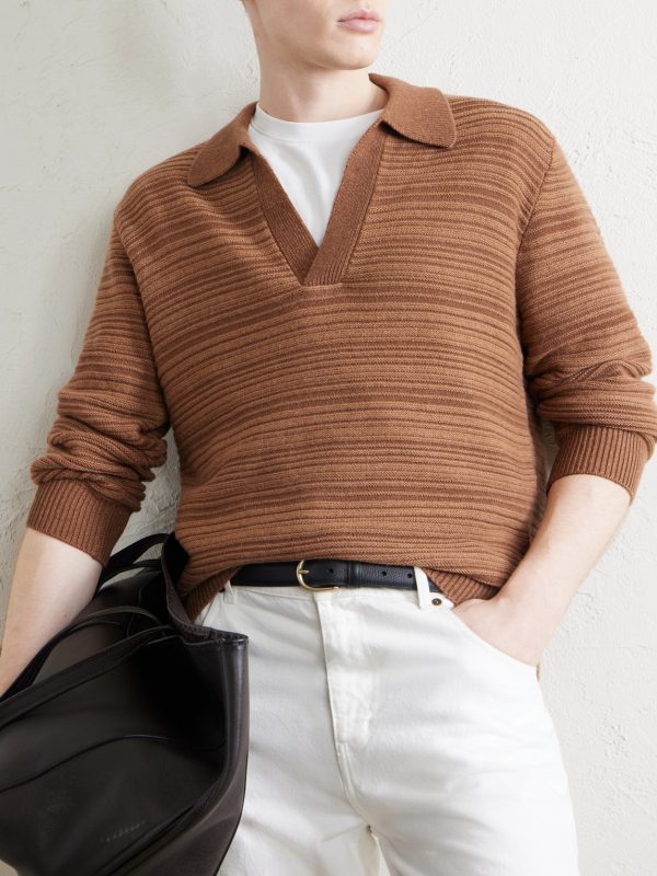 Wool and Cashmere-Blend Polo Sweater - CU Wool and Cashmere-Blend Polo Sweater - CU