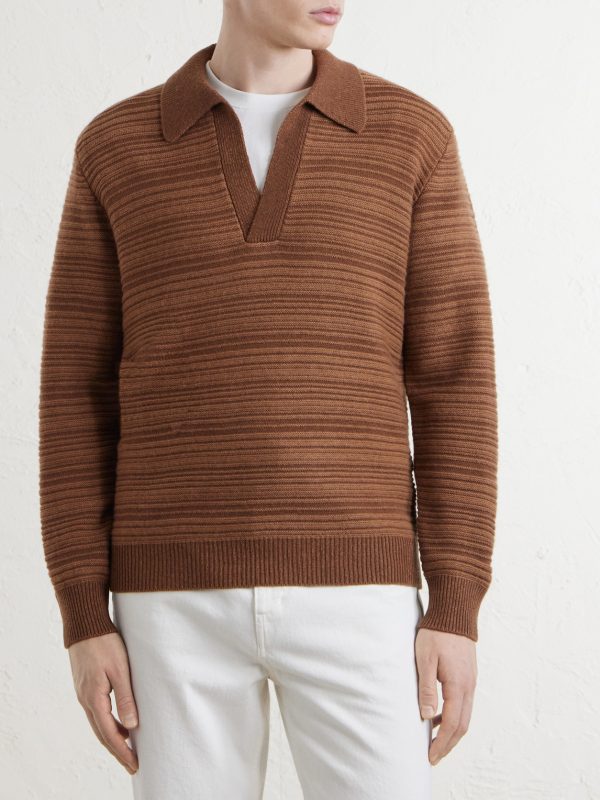 Wool and Cashmere-Blend Polo Sweater - FR Wool and Cashmere-Blend Polo Sweater - FR