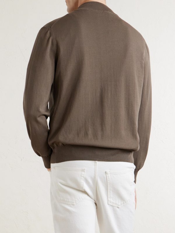 Slim-Fit Cotton Zip-Up Sweater - BK Slim-Fit Cotton Zip-Up Sweater - BK