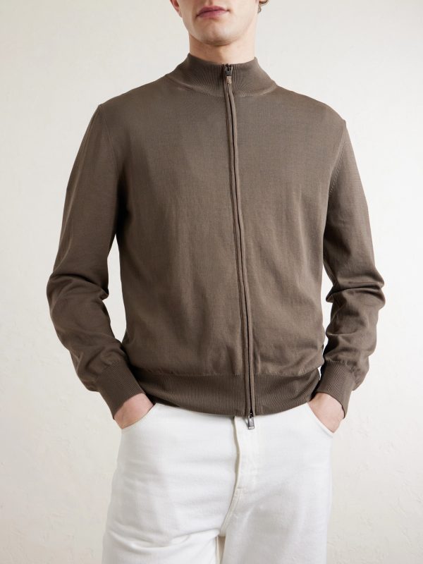 Slim-Fit Cotton Zip-Up Sweater - FR Slim-Fit Cotton Zip-Up Sweater - FR