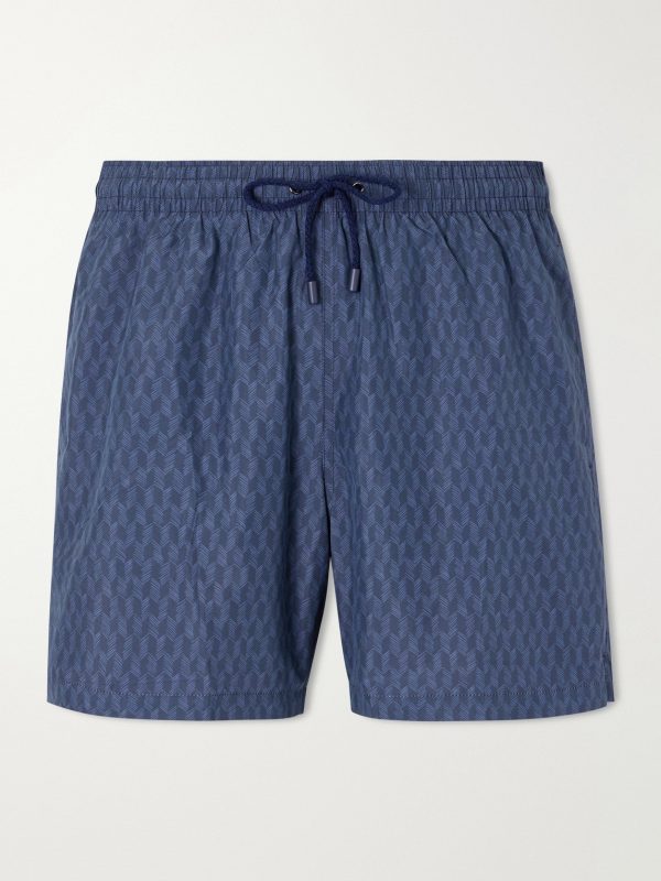 Straight-Leg Mid-Length Printed Swim Shorts Straight-Leg Mid-Length Printed Swim Shorts