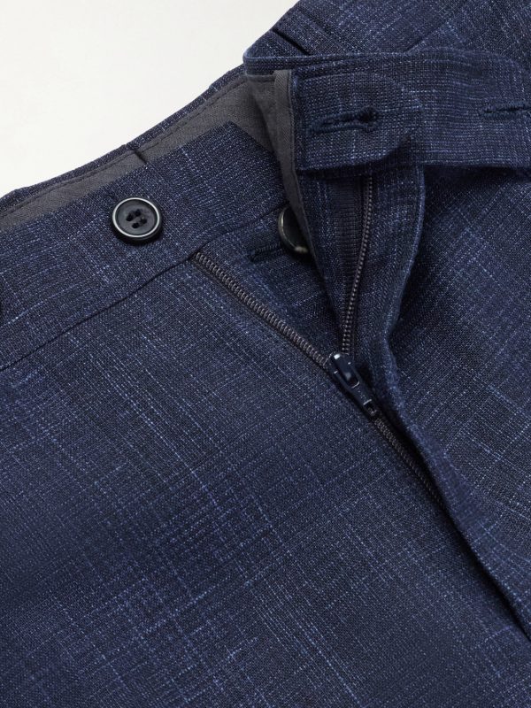 Travel Straight-Leg Wool, Silk and Linen-Blend Suit Trousers - E1