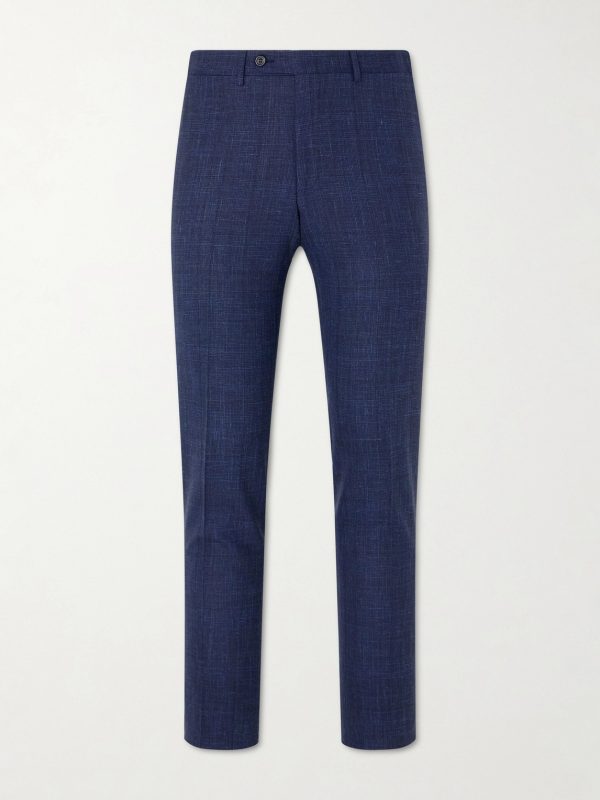 Travel Straight-Leg Wool, Silk and Linen-Blend Suit Trousers