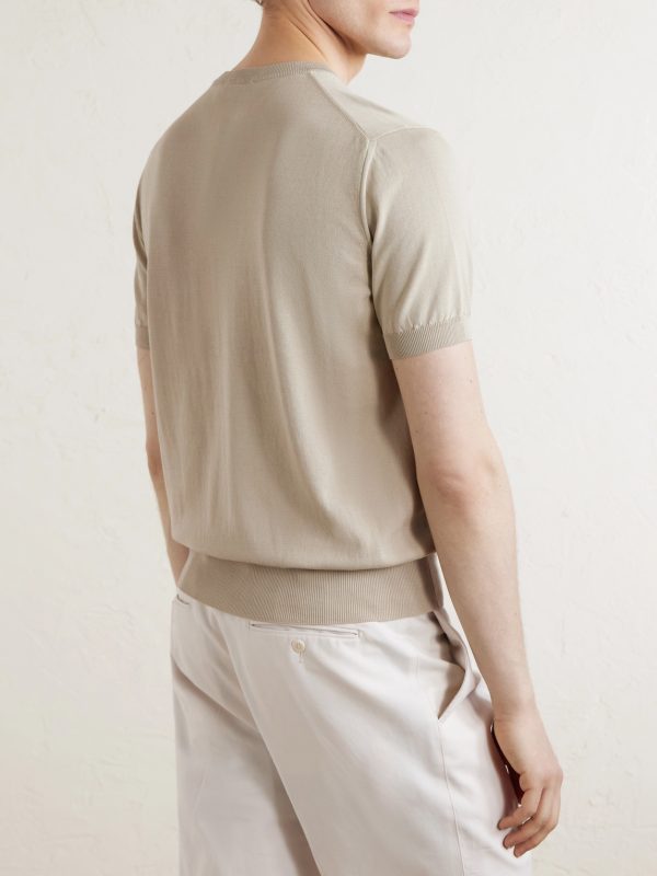 Knitted Cotton T-Shirt - BK Knitted Cotton T-Shirt - BK