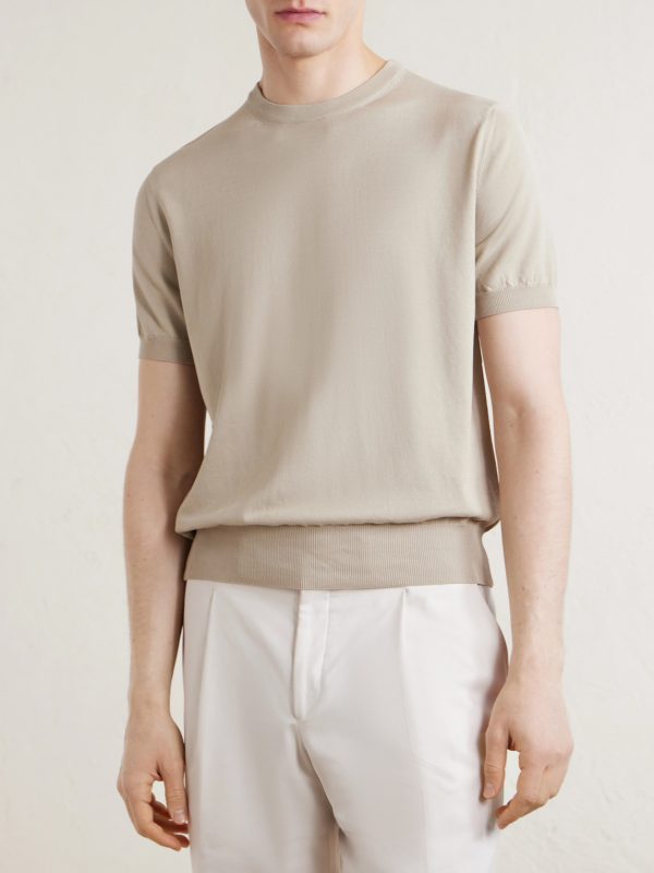 Knitted Cotton T-Shirt - FR Knitted Cotton T-Shirt - FR