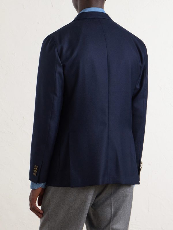 Double-Breasted Virgin Wool-Hopsack Blazer - BK Double-Breasted Virgin Wool-Hopsack Blazer - BK