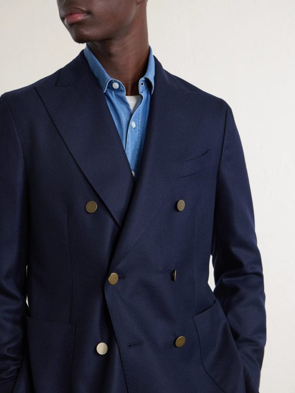 Double-Breasted Virgin Wool-Hopsack Blazer - CU Double-Breasted Virgin Wool-Hopsack Blazer - CU