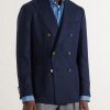 Double-Breasted Virgin Wool-Hopsack Blazer - FR Double-Breasted Virgin Wool-Hopsack Blazer - FR