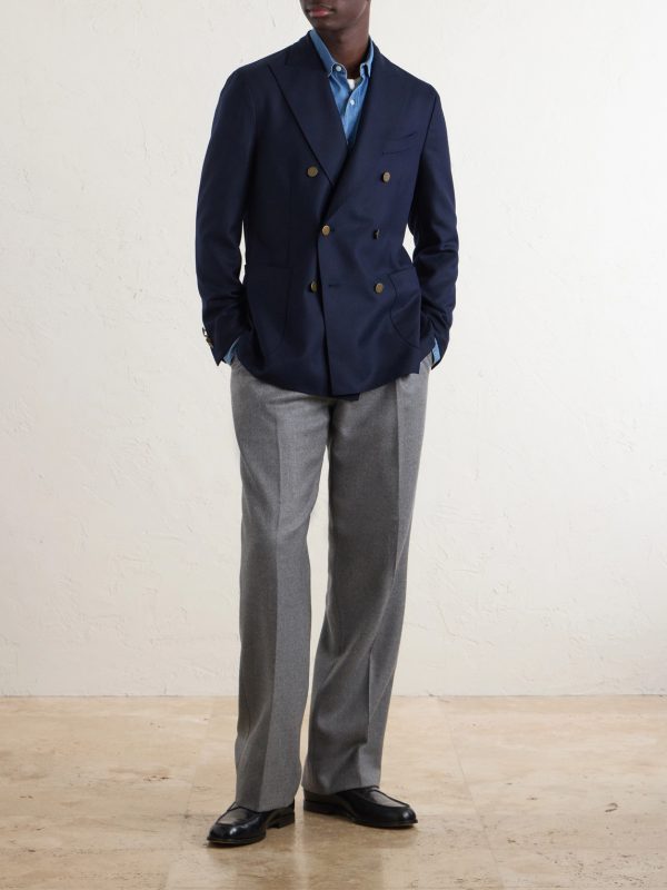 Double-Breasted Virgin Wool-Hopsack Blazer - OU Double-Breasted Virgin Wool-Hopsack Blazer - OU