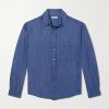 Button-Down Collar Cotton and Linen-Blend Shirt